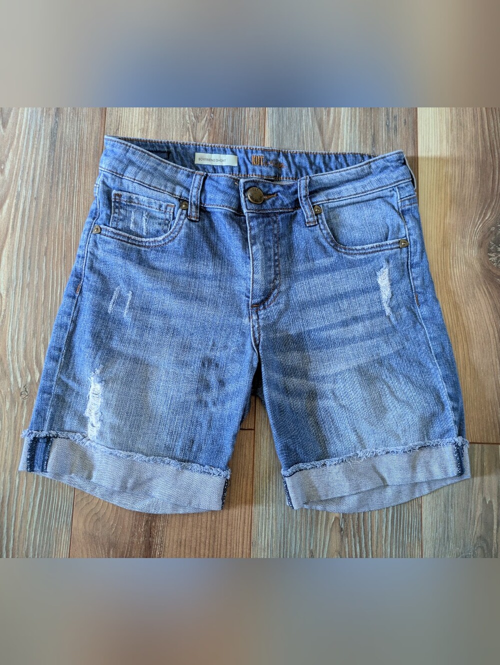 Kut From The Kloth Roll Cuff Bermuda Denim Jean Boyfriend Shorts SS037MA6 Size 0
